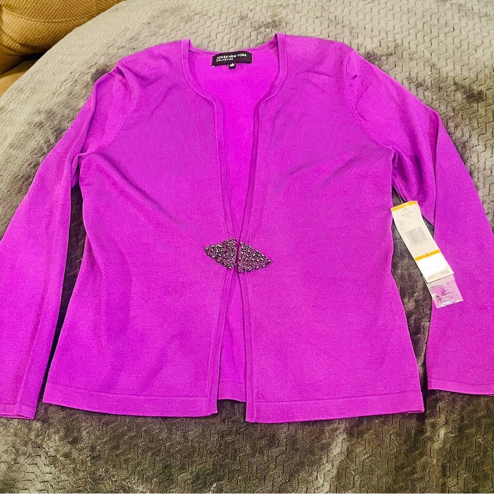 Jones New York Vivid Purple Knit Cardigan Sweater